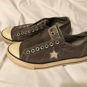 Gray Converse One Star slip ons